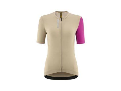 MAVIC DÁMSKÝ DRES S KRÁTKÝM RUKÁVEM ESSENTIAL WHITE PEPPER/FUCHSIA S (Veľkosť S)