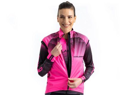Crussis cyklistická vesta dámská čierno-ružová farba (Veľkosť XS)