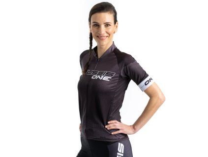 Crussis Cyklistický dres – ONE dámský krátký rukáv čierno-biela farba (Veľkosť XS)