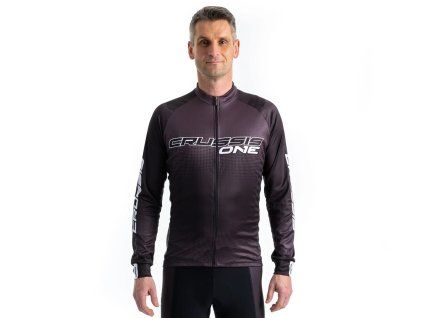 Crussis Cyklistický dres – ONE pánsky dlhý rukáv čierno-biela farba (Veľkosť S)