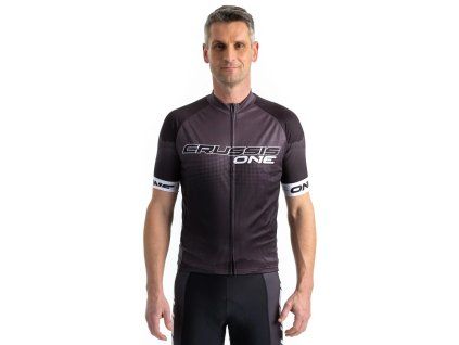 Crussis Cyklistický dres – ONE pánský krátký rukáv čierno-biela farba (Veľkosť S)