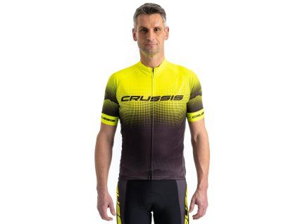 Crussis Cyklistický dres pánsky krátky rukáv čierno-žltá farba (Veľkosť S)